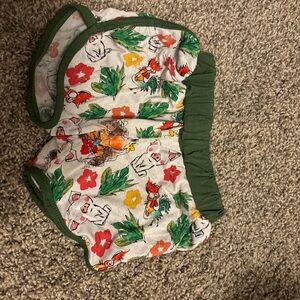 Floral Print Kids Shorts - Green and Multicolor